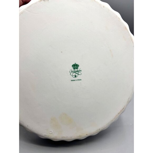 Vtg Christine Holm Ceramic Fluted Quiche Pie Dish Rose Pattern - Picture 4 of 5